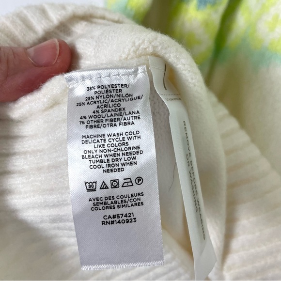 LOFT NWT Sweater Wool Blend Nordic Fair Isle Pastel Multicolor Soft Cozy Warm L - Picture 9 of 10